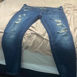 Distressed Blue Jeans